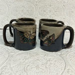 Mara stoneware 16 oz butterfly mugs, set of‎ four